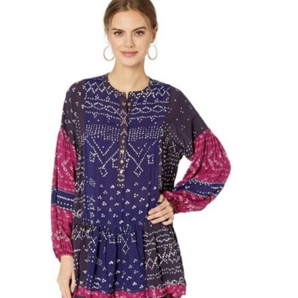 EUC Free People Shibori Tunic Top Small - Picture 1 of 6